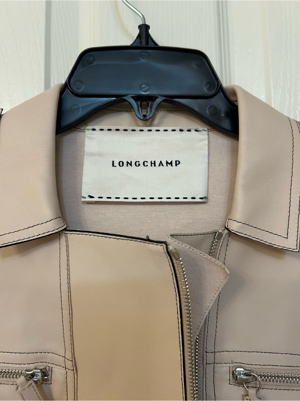 Longchamp Leather Cap Sleeve Crop Jacket in Color Power Size 8 - Picture 6 of 8